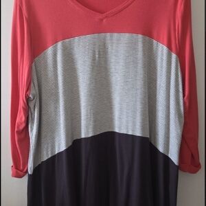 Maurices Colorblock Coral and Striped Long Sleeve Top 2XL